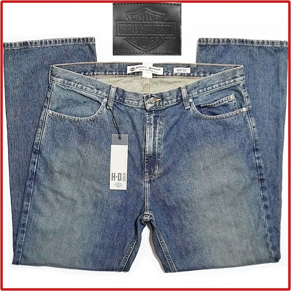 即決★HARLEY DAVIDSON★メンズW40/実寸≒104㎝ ブーツカット ハーレーダビッドソン 未使用 インディゴ デニム ジーンズ ジーパン