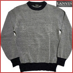 即決★LANVIN COLLECTION★メンズM 長袖ウールセーター ランバン ネイビー 紺 アウター 日本製