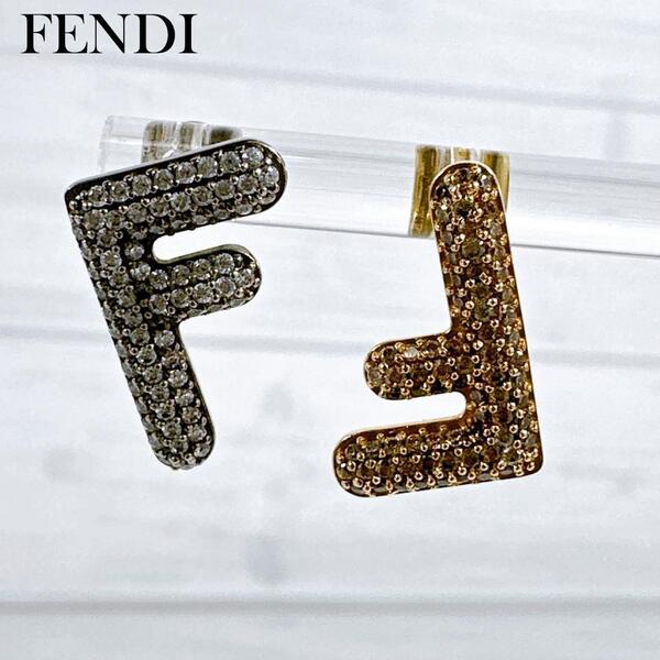 FENDI フェンディ FF ロゴ ラインストーン ピアス ゴールド シルバー 8AH085 GOLD SILVER フォーエバー アクセサリー FFモチーフ