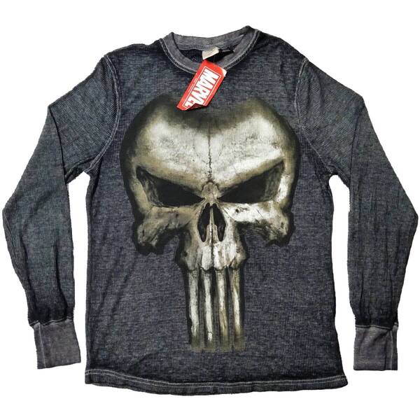 訳あり パニッシャー 薄手長袖Tシャツ Lサイズ グレー punisher マーベル marvel アメコミ カットソー ロンT パニシャー