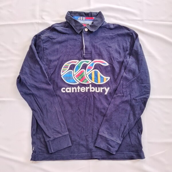 【即決・送料無料】canterbury カンタベリーインターナショナル ラガーシャツ ポロシャツ メンズM 濃紺
