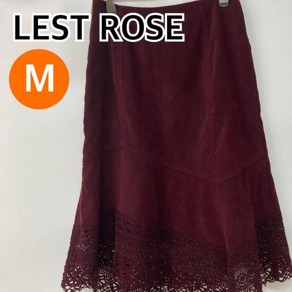 LEST ROSE レストローズ スカート ロングスカート レース レディース レッド 日本製 Mサイズ【CB184】