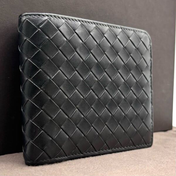 k27 ボッテガヴェネタ イントレチャート ブラック 二つ折り財布 bottega veneta