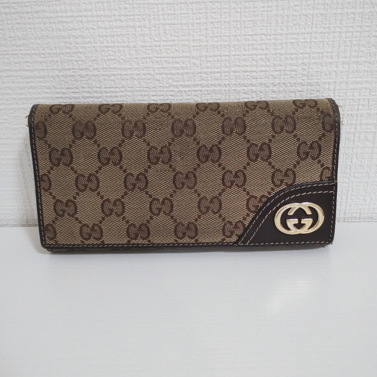 GUCCI グッチ 長財布 GGキャンバス レザー ベージュ Wホック GUCCI グッチ 長財布 GGキャンバス レザー ベージュ Wホック