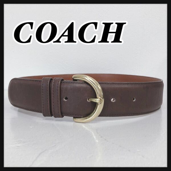 ☆COACH☆ コーチ ベルト レザーベルト ブラウン 茶 レザー ゴールド金具 シンプル 無地 Sサイズ 8500 レディース 送料無料