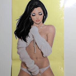 匿名送料無料 SK12-094 特価 美人 白 黒髪 アイシャドー SEXY!! キラキラ セクシーステッカー レトロ ギター ボード デカール