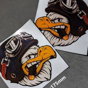 【左右2枚出品 約182x175】アート 白頭鷲 葉巻 アメリカ USA バイクステッカー ヘルメット ゴーグル デカール 車