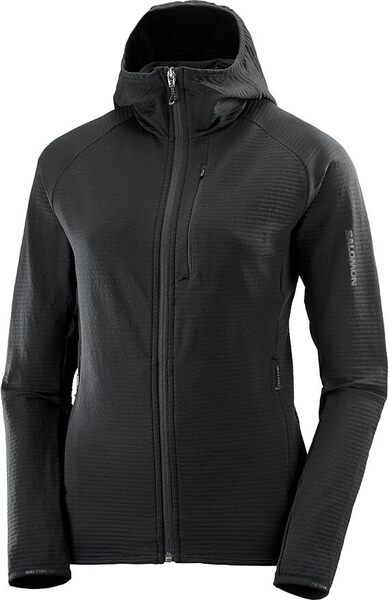 サロモン SALOMON レディース フリース フーディー ジャケット XSサイズ ブラック ESSENTIAL LTWARM FZ FULL ZIP