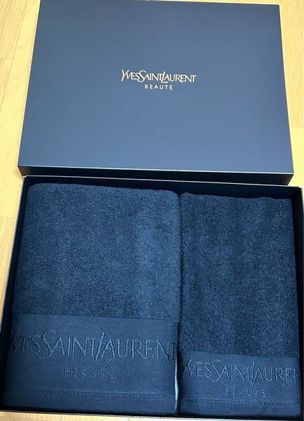 【本日中発送】新品未使用 YSL イヴサンローラン フェイスタオル ボディタオル ブラック 黒 イブサンローラン
