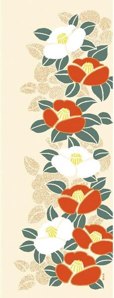 濱文様 絵てぬぐい 椿によせて 冬 手拭い 手ぬぐい 34×90cm 日本製