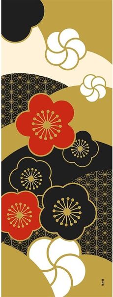 濱文様 絵てぬぐい 梅にしき 冬 手拭い 手ぬぐい 34×90cm 日本製