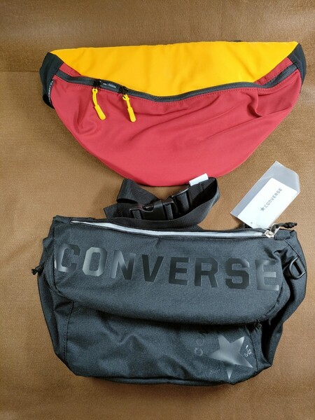 CONVERSE ボディバッグ 未使用、タグつき B.C.+ISHUTAL ボディバッグ ルシール 未使用・ベルト止め、ジッパータブ変更 送料無料