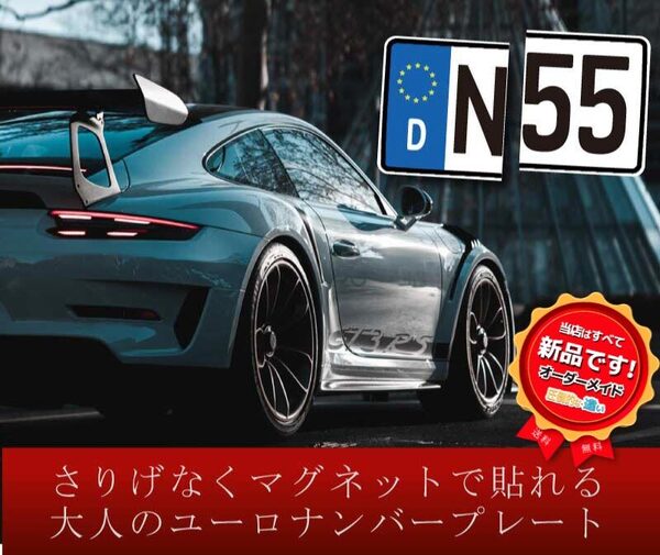 【前後2セット】 ユーロナンバープレート オーダーデザイン 選べる素材3タイプ porsche ポルシェ