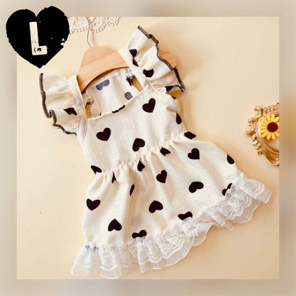 L ブラックハート ワンピース 犬服 猫服 犬の服 ペット服 ペット用品 ドッグウェア スカート