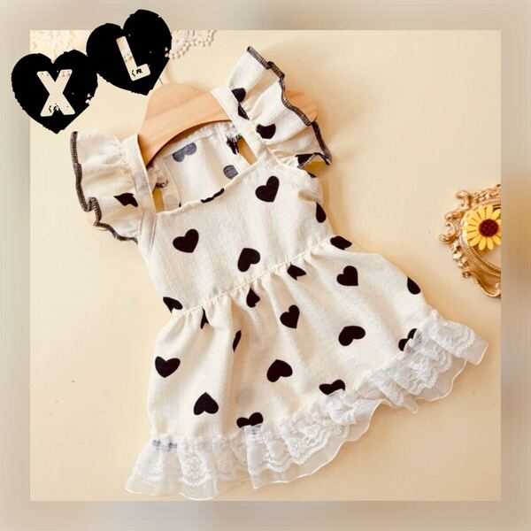 XL ブラックハート ワンピース 犬服 猫服 犬の服 ペット服 ペット用品 ドッグウェア スカート