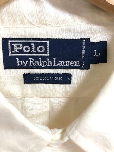 80's 90's POLO RALPH LAUREN ビンテージ 100% 麻 リネン 長袖シャツ フラップポケット 送料無料