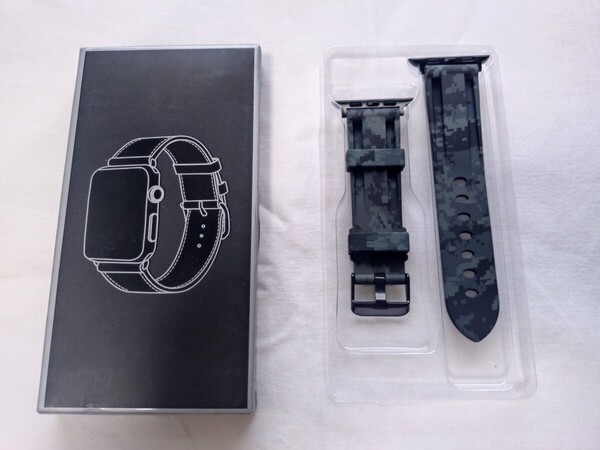 【新品】アップル ウォッチ Apple watch ラバーベルト 腕時計 ベルト アイフォン バンド 迷彩柄 ブラック 黒 スマートウォッチ