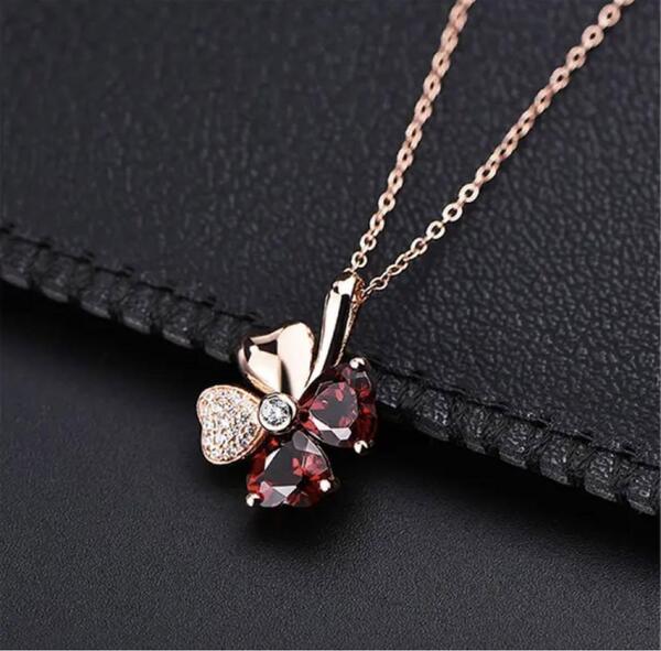 942★新品未使用★レディース ローズゴールド ネックレス s925 四つ葉 クローバー czダイヤモンド ジュエリー アクセサリー ペンダント