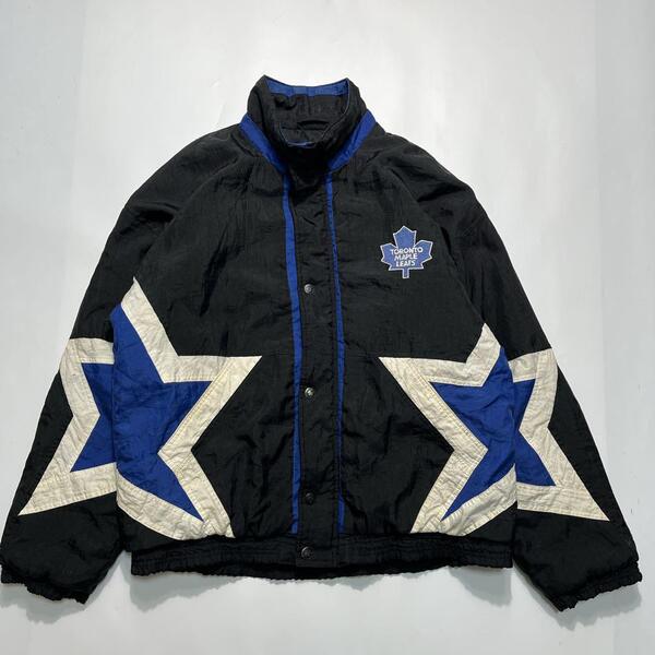 90's Starter スターター NHL トロント メーープルリーフス 中綿パデッドジャケット L 黒 ブラック 90年代ヴィンテージ HTK6272