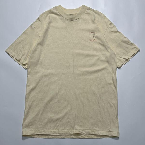 80's Hanes ヘインズ USA製 アメリカ製 ビンテージTシャツ L クリーム色 シングルステッチ 80年代ヴィンテージ HTK6302