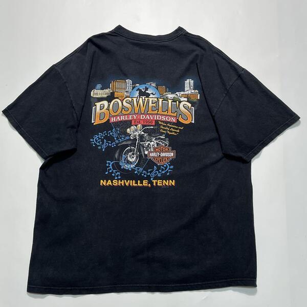 00's HARLEY DAVIDSON ハーレーダビッドソン USA製 アメリカ製 ハーレーT 2XL 黒 ブラック Y2K HTK6396