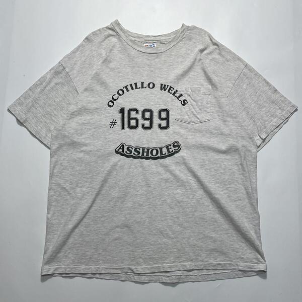 90's Hanes ヘインズ USA製 アメリカ製 ビンテージTシャツ 2XL グレー ケツの穴 シングルステッチ HTK6393