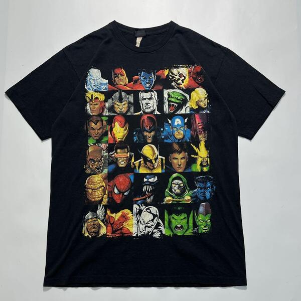 00's MARVEL マーベル ムービーTシャツ L 黒 ブラック 全員集合 Y2K HTK6491