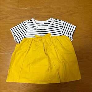 3can4on 7ants リボン ボーダー ドッキング トップス チュニック 130