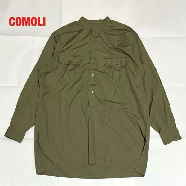 【人気】COMOLI コモリ コットンネルバンドカラーシャツ 胸ポケット カジュアル オーバーサイズ 個性的 17AW L03-02006