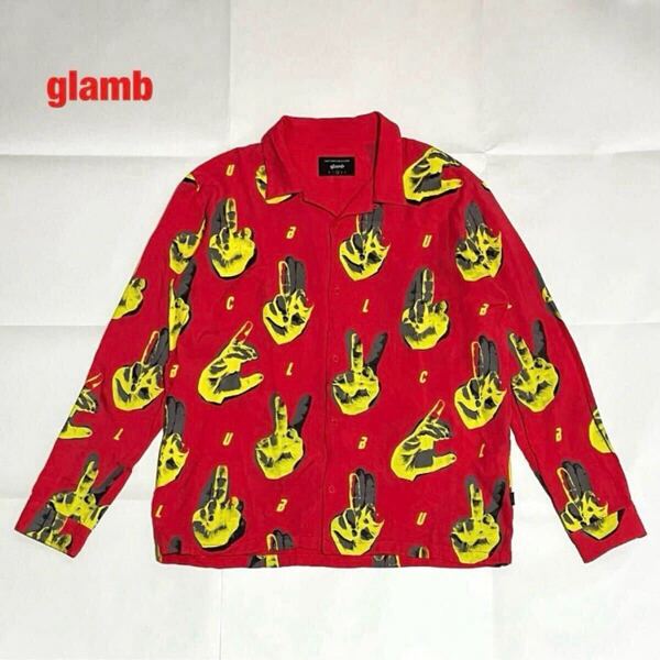 【人気】glamb グラム CLUB SH クラブシャツ レーヨンシャツ 開襟シャツ ハンドサイン ユニセックス 定価22,000円 GB0419/SH01