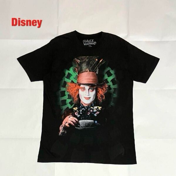 【希少】Disney ディズニー ムービーTシャツ アリスインワンダーランド ジョニーデップ クルーネック ユニセックス メキシコ製
