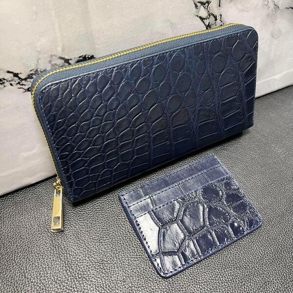 【新品】クロコダイル 長財布 名刺入れ 本革 シャイニング セット