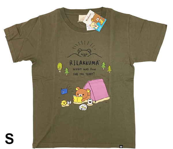 即決新品 リラックマ 男女兼用 メンズサイズ S 半袖Tシャツ カーキ 送料無料