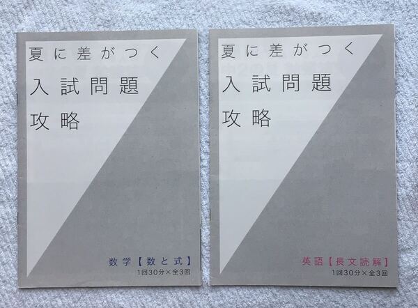 【進中B5-25】進研ゼミ 中学講座 『中2 夏に差がつく 入試問題攻略』2冊(数学(数と式)・英語(長文読解))2017年