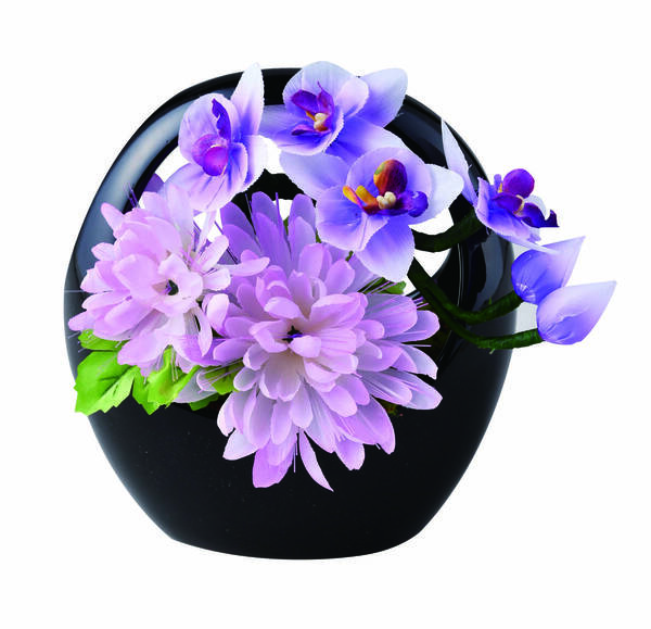【開封品現品】盆提灯 グランドルミナス POT 菊黒小 盆ちょうちんの代わりに 造花