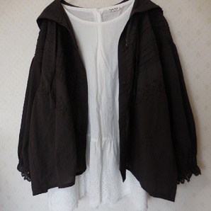 未使用美品 sm2 綿麻 レース フード付 ハオリブラウス フーディ 人気完売品 焦げ茶 @5月限定送料無料