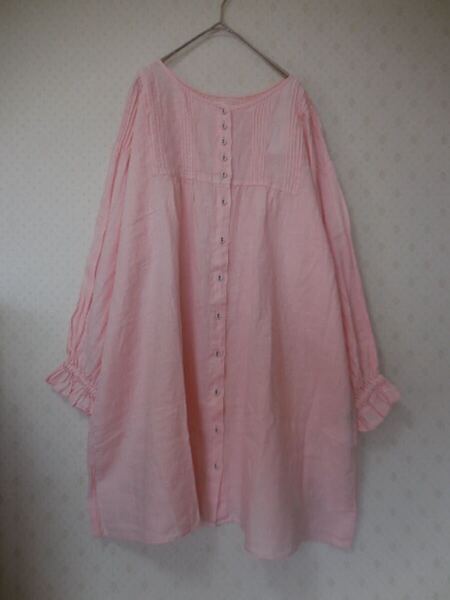 新品タグ付 sm2 ETHICAL CRAFTS アスデル加工 前後着 チュニック リネン 麻100 ピンク 桜ピンク pink 定価7590円 @6月限定送料無料