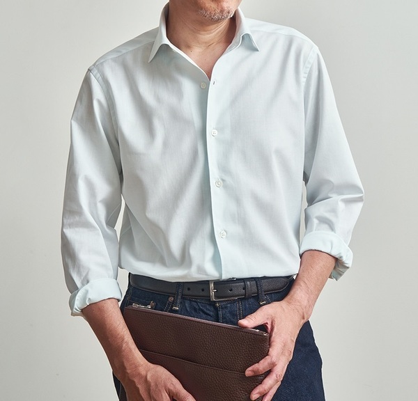 【未使用】Maker's Shirt鎌倉 オーダーシャツ 37 綿麻 ワンピースカラー