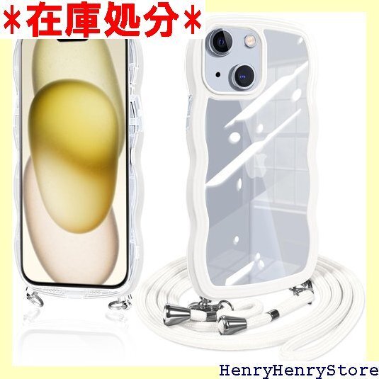 iPhone15 ケース ショルダー クリア いpho 意 個性 可愛い かわいい 韓国 薄型 耐衝撃 ホワイト 1360