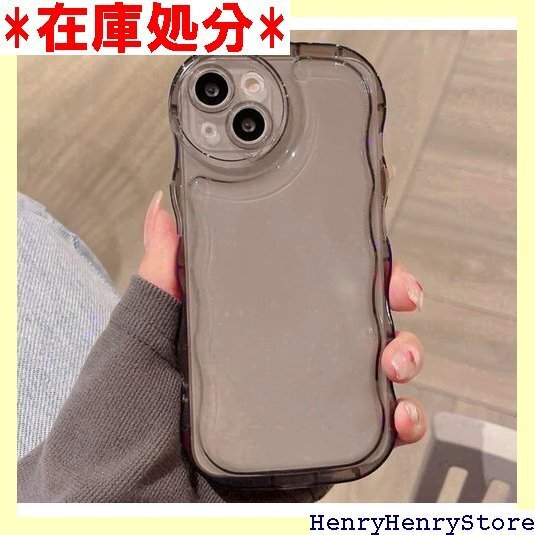 アイフォン14用ケース プクプク クリアケース アクリ イ お洒落 ウェーブ 耐衝撃カバー ブラック 黒 14用 1947