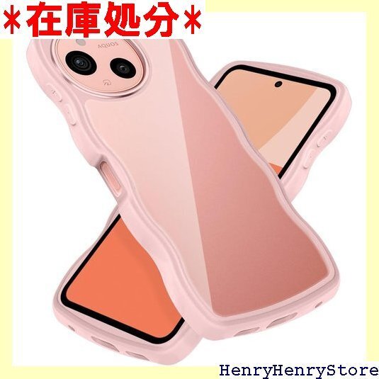 AQUOS sense9 かわいい ケース クリア 波 女子向け カバー 落下防止 ワイヤレス充電対応 ピンク 2403