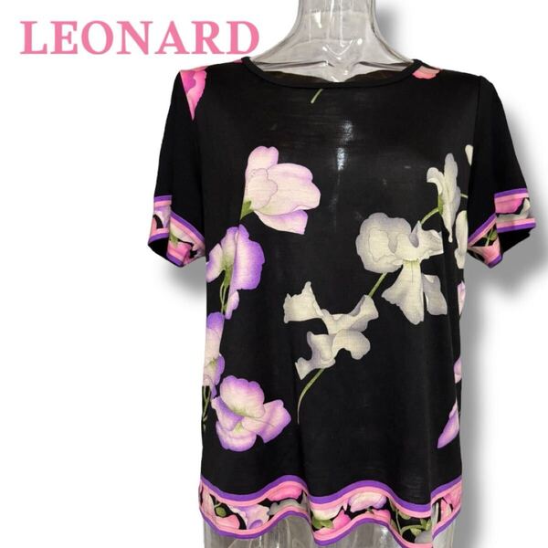 *LEONARD*シルク混 花柄 半袖Tシャツ トップス