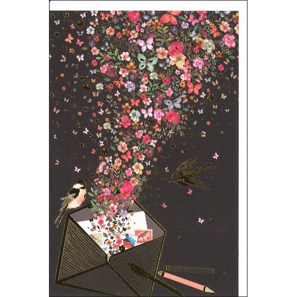 花の手紙 グリーティングカード フランス 製 ポストカード 絵はがき 花 小鳥 鳥 パタミン