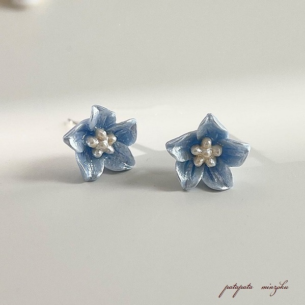 ネモフィラ ピアス シルバー925 ブルーフラワー パタミン アクセサリー スタッドピアス