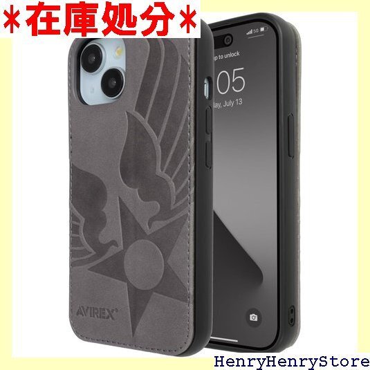 AVIREX iPhone15 ケース 背面 カード 応 iPhone 15用 ブランド スマホケース グレー 1683