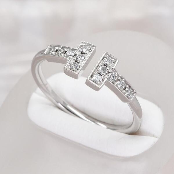 37864 ★Tiffany&Co.★ Tワイヤー ダイヤリング 750 WG 定価45万