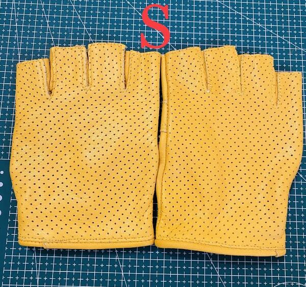 本革グローブ バイクグローブ 半指レーザーグローブ ショート通気 春夏用 Sサイズ