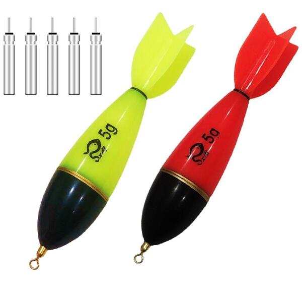 ロケットウキ 5g用 電池付き 電気ウキ 遠投 カゴ釣り用 2色セット