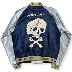 豪華刺繍 TAILOR東洋 リバーシブル サテン スカジャン スーベニア 髑髏 龍 Mサイズ 日本製 2004年モデル TT10726
