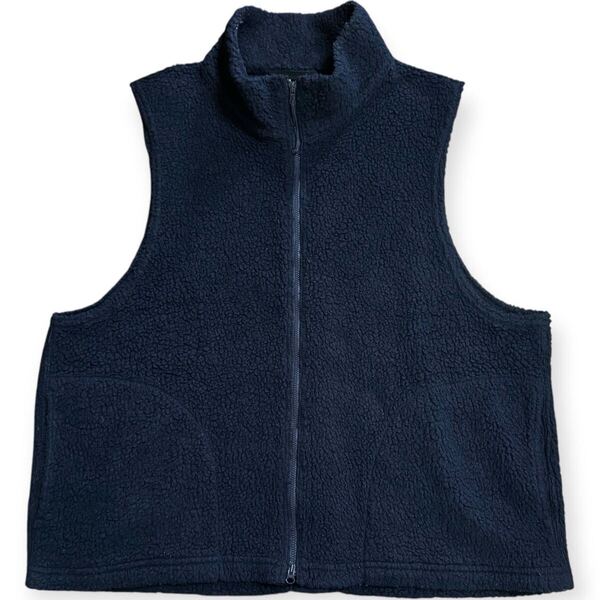 定価¥35.200 Engineered Garments 22AW High Mock Knit Vest - Wool Poly Shaggy Knit ネイビー Mサイズ ダブルジップ オーバーサイズ